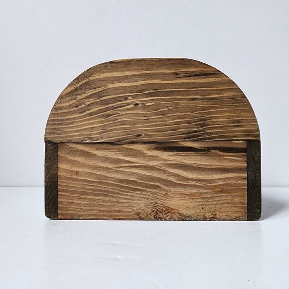 Vintage Wooden Napkin Salt Pepper Holder Picnic Rustic Shakers Dark Retro - Picture 7 of 9